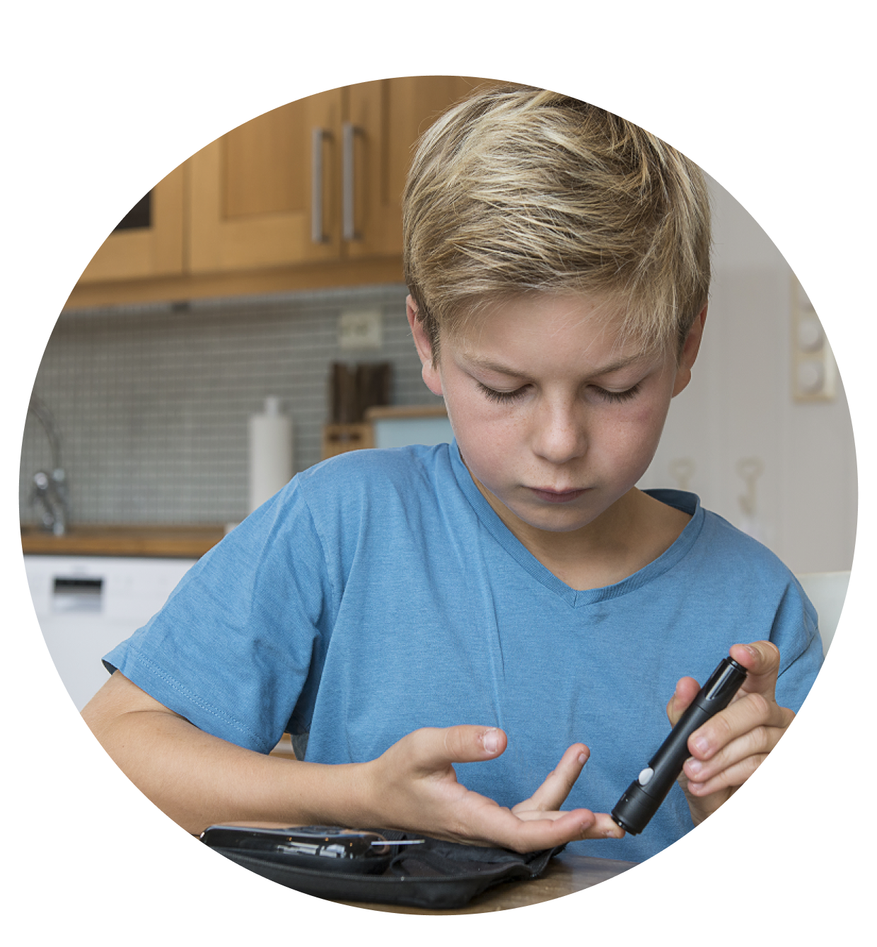 Young woman and child with diabetes blood sugar numbers